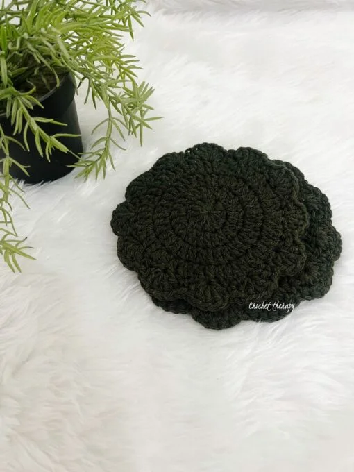 ⁦Crochet Table Coaster Green⁩ - الصورة ⁦2⁩