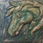 Majestic Horse Head Cement Sculpture