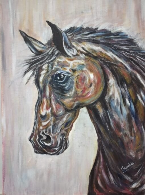 A striking oil painting capturing the power and grace of a horse in bold brushstrokes and rich earthy tones. This expressive artwork brings movement, depth, and emotion to any space. Perfect for horse lovers and art collectors.