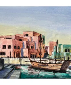 Doha Port On-The Spot Watercolor Painting