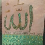 Calligraphic glitter art on canvas