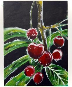 Acyrilic Painted Realistic Cherries